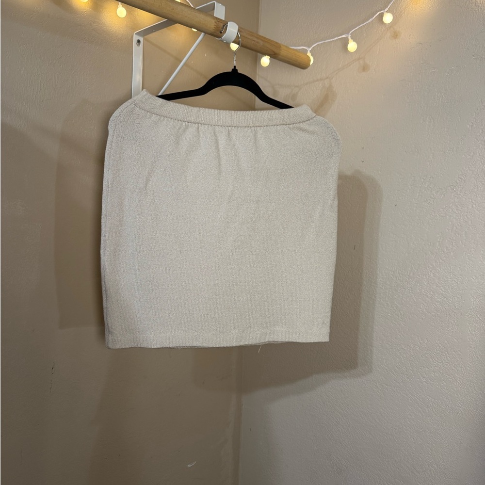 St John Collection | Warm Ivory Knit Mini Pencil Skirt | Size 4